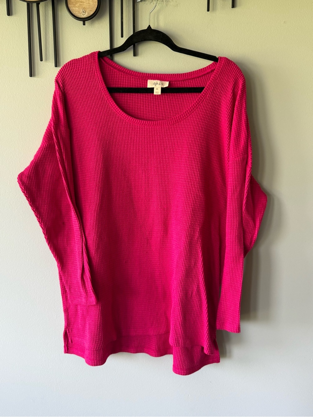 Style & Co. Bright Pink Waffle Knit Top